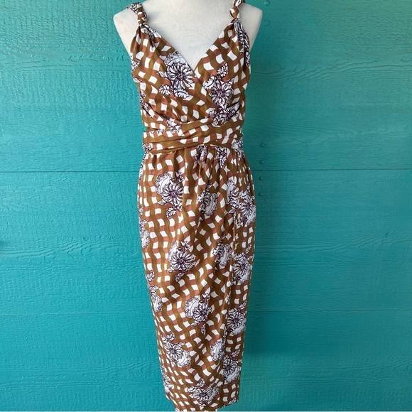 REBECCA TAYLOR GINGHAM DAISY PRINT WRAP DRESS SIZE 2 NWT - Picture 11 of 12